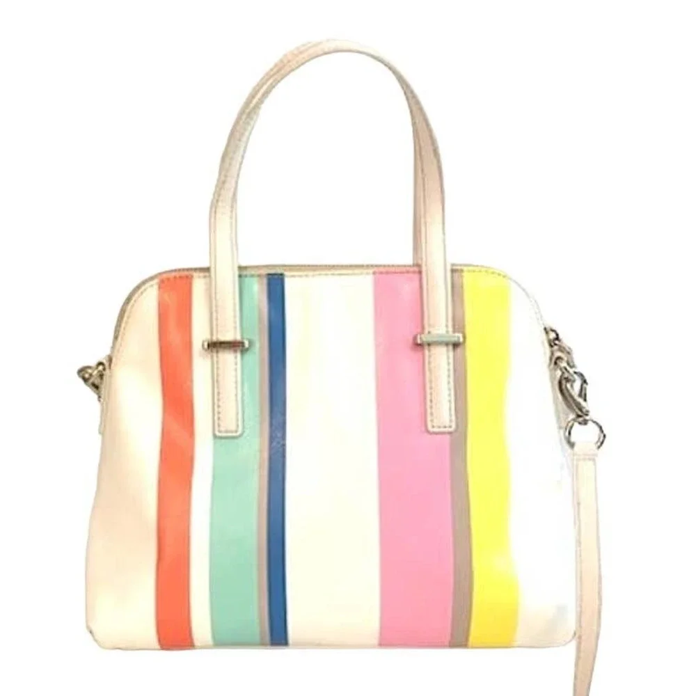 Kate Spade Cedar Street Multi Stripe Maise Satchel Crossbody - Picture 2 of 10